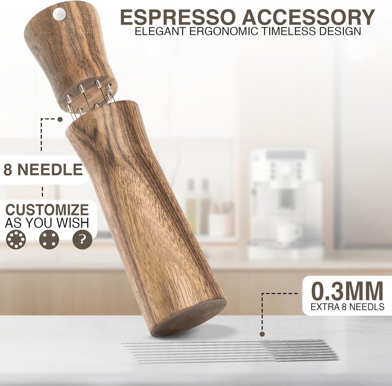 CREATMOR WDT Tool Espresso Stirrers - Coffee Distributor Barista Tools - Espresso Needle Distribution Tool for Coffee Accessories Kit - Walnut Wood Gifts for Coffee Lovers (Large) - Image 5